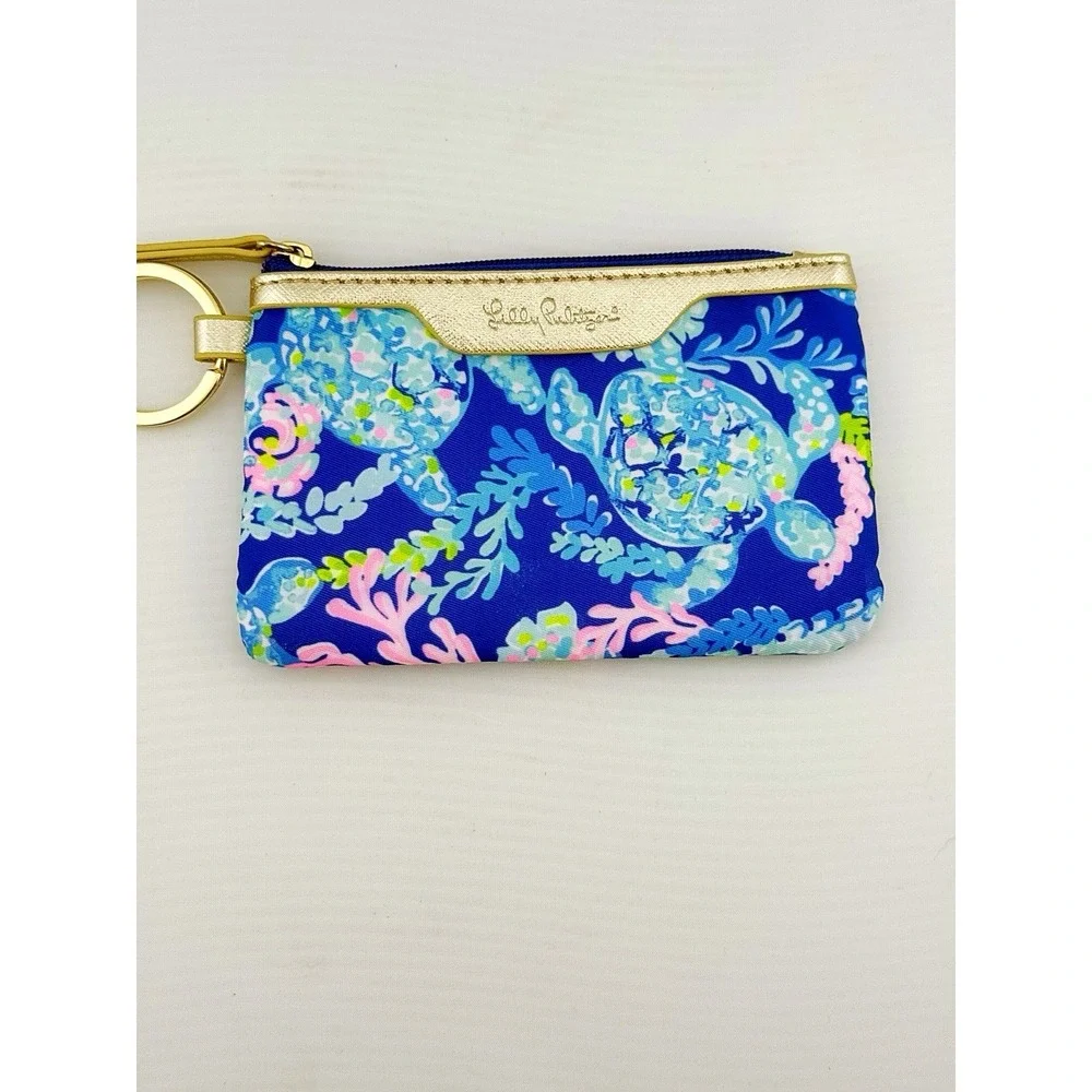 Lilly Pulitzer ID Case In Turtle Villa Print Keychain Wallet. Made In 2019